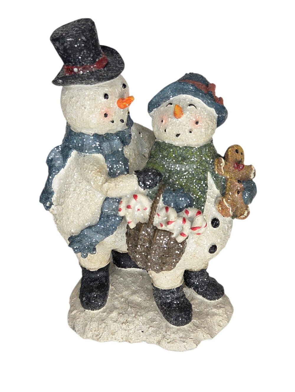 Snowman Couple‎ In Love Holiday Figurine Set Mr And Mrs Christmas Gingerbread